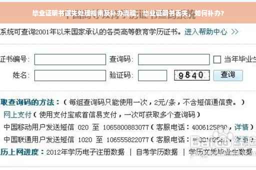 毕业证明书遗失处理指南及补办流程，毕业证明书丢失，如何补办？