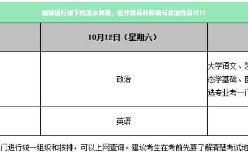 揭秘银行线下拉流水真相，操作背后的影响与合法性探讨??