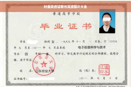 村委政府证明书高清图片大全
