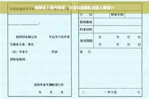 揭秘收入提升秘籍，方法与策略助你收入翻倍??