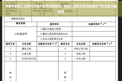 贷款中的收入证明与无收入状况深度解析，有收入证明与无证明情况下的贷款问题探讨