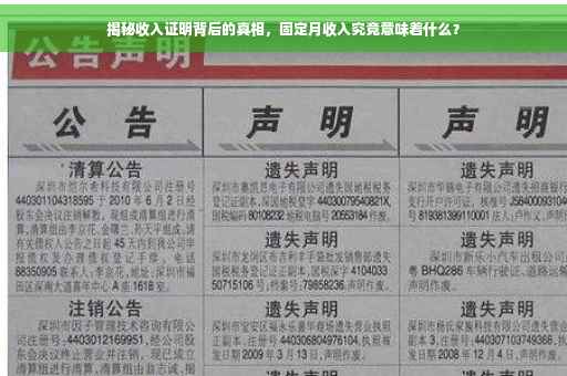 揭秘收入证明背后的真相，固定月收入究竟意味着什么？