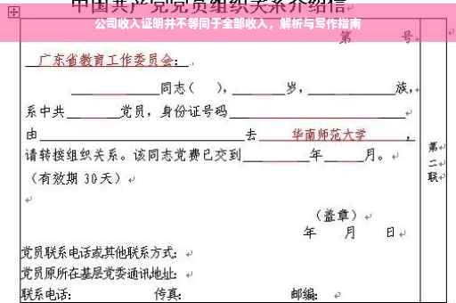 公司收入证明并不等同于全部收入，解析与写作指南