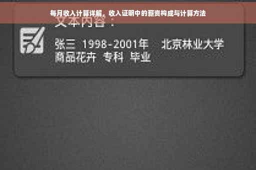 每月收入计算详解，收入证明中的薪资构成与计算方法