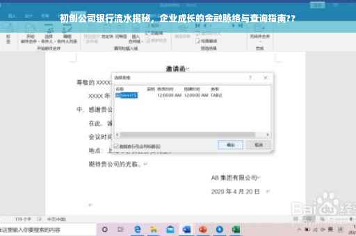 初创公司银行流水揭秘，企业成长的金融脉络与查询指南??