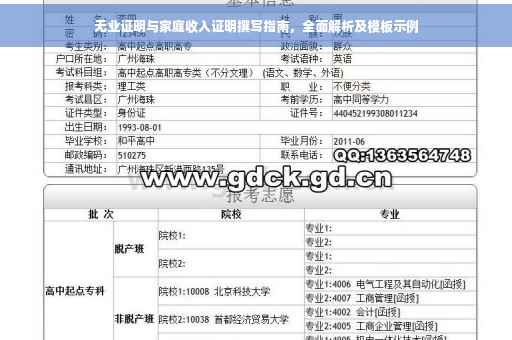 无业证明与家庭收入证明撰写指南，全面解析及模板示例