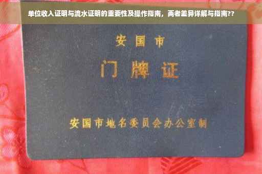 单位收入证明与流水证明的重要性及操作指南，两者差异详解与指南??