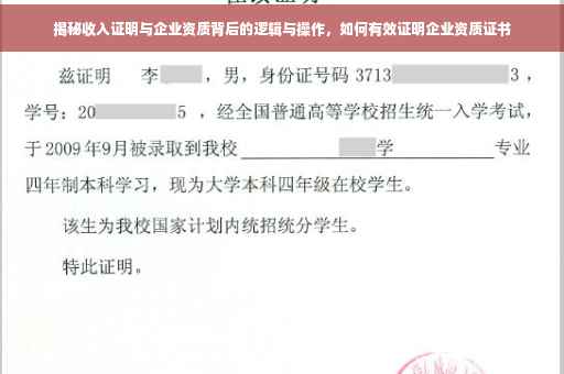 揭秘收入证明与企业资质背后的逻辑与操作，如何有效证明企业资质证书