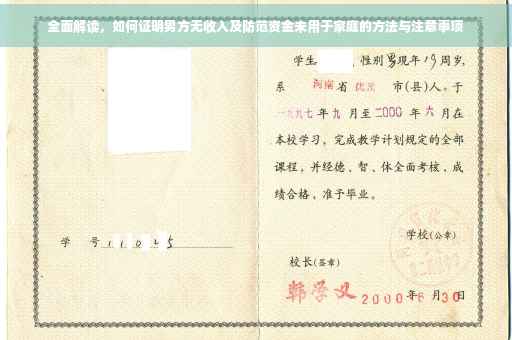 全面解读，如何证明男方无收入及防范资金未用于家庭的方法与注意事项