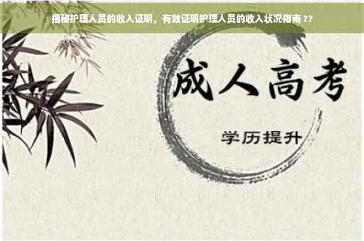 揭秘护理人员的收入证明，有效证明护理人员的收入状况指南 ??