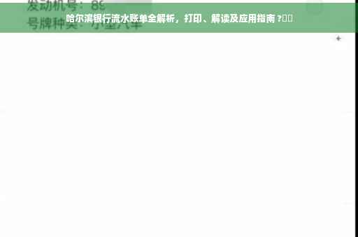 哈尔滨银行流水账单全解析，打印、解读及应用指南 ?⚡️