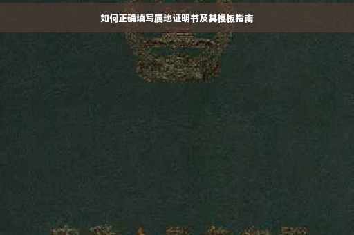 如何正确填写属地证明书及其模板指南