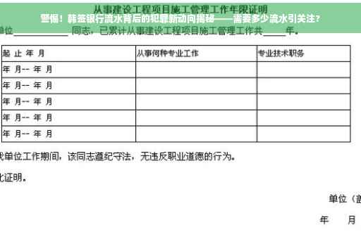 警惕！韩签银行流水背后的犯罪新动向揭秘——需要多少流水引关注?