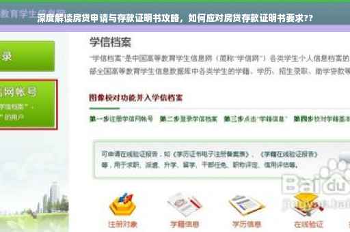 深度解读房贷申请与存款证明书攻略，如何应对房贷存款证明书要求??