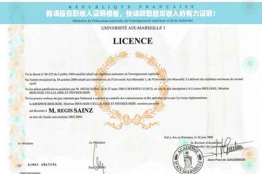 韩语版在职收入证明模板，快速获取稳定收入的有力证明！