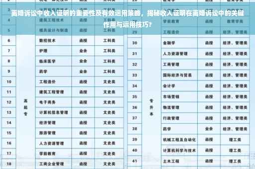 离婚诉讼中收入证明的重要性及有效运用策略，揭秘收入证明在离婚诉讼中的关键作用与运用技巧?