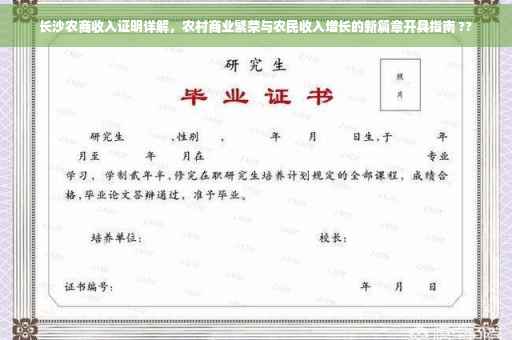 长沙农商收入证明详解，农村商业繁荣与农民收入增长的新篇章开具指南 ??