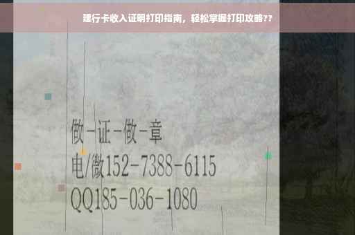 建行卡收入证明打印指南，轻松掌握打印攻略??