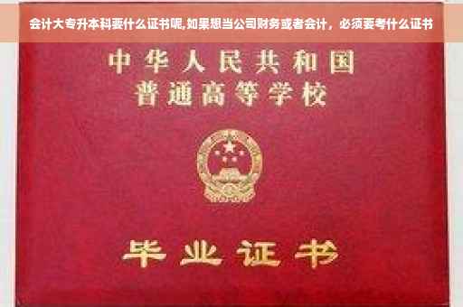 会计大专升本科要什么证书呢,如果想当公司财务或者会计，必须要考什么证书