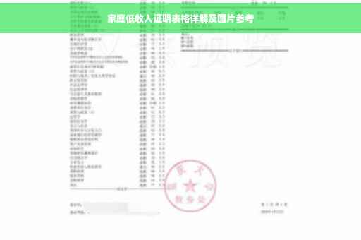 家庭低收入证明表格详解及图片参考