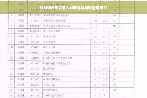 购房综合贷款收入证明详解与申请指南??