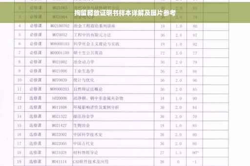 拘留释放证明书样本详解及图片参考