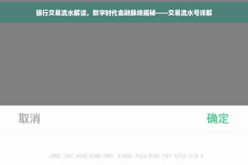 银行交易流水解读，数字时代金融脉络揭秘——交易流水号详解
