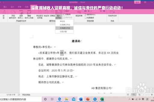 深度揭秘收入证明真相，诚信与责任的严查行动启动！