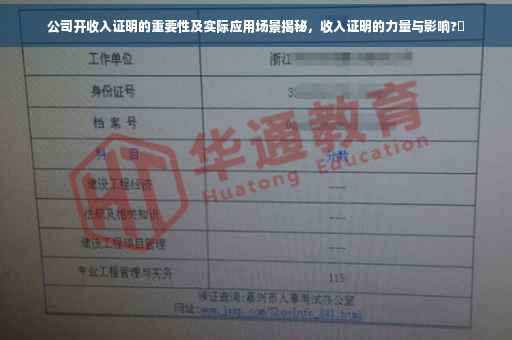 公司开收入证明的重要性及实际应用场景揭秘，收入证明的力量与影响?✨