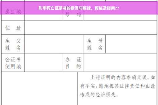 刑事死亡证明书的撰写与解读，模板及指南??
