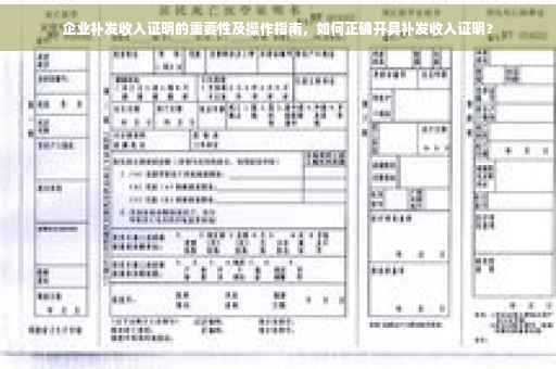 企业补发收入证明的重要性及操作指南，如何正确开具补发收入证明？
