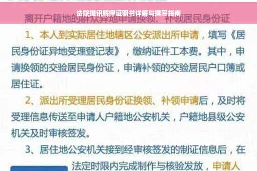 法院提讯解押证明书详解与撰写指南