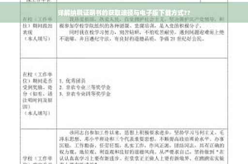 详解纳税证明书的获取途径与电子版下载方式??