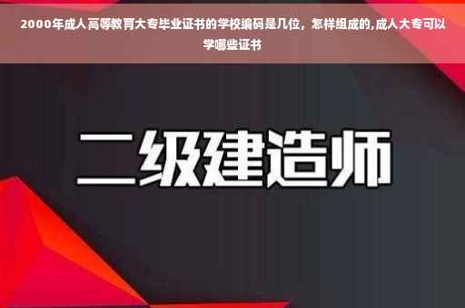 2000年成人高等教育大专毕业证书的学校编码是几位，怎样组成的,成人大专可以学哪些证书