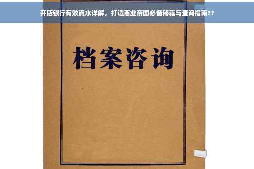 开店银行有效流水详解，打造商业帝国必备秘籍与查询指南??