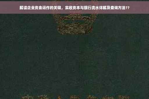 解读企业资金运作的关键，实收资本与银行流水详解及查询方法??