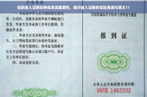 在职收入证明的种类及其重要性，揭示收入证明的实际用途与意义??
