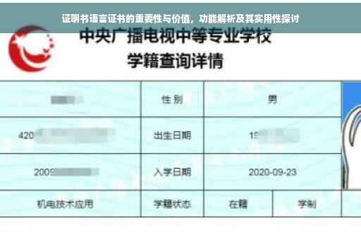 证明书语言证书的重要性与价值，功能解析及其实用性探讨