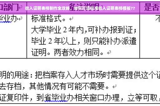 收入证明表格制作全攻略，如何打造标准收入证明表格模板??