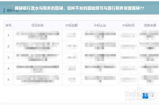 揭秘银行流水与税务的隐秘，你所不知的那些细节与银行税务审查揭秘??