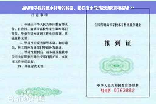 揭秘池子银行流水背后的秘密，银行流水与贷款额度真相探秘 ??