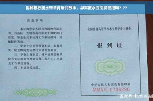 揭秘银行流水账单背后的故事，异常流水会引发警报吗？??