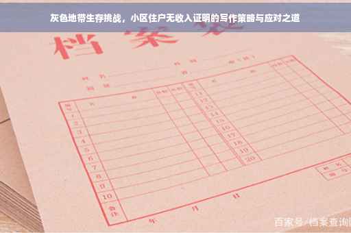 灰色地带生存挑战，小区住户无收入证明的写作策略与应对之道