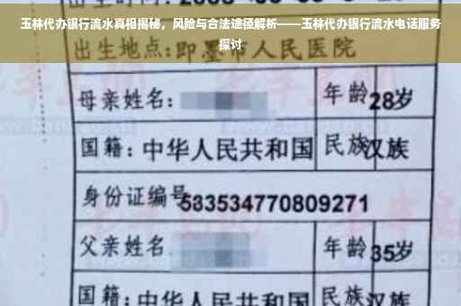 玉林代办银行流水真相揭秘，风险与合法途径解析——玉林代办银行流水电话服务探讨