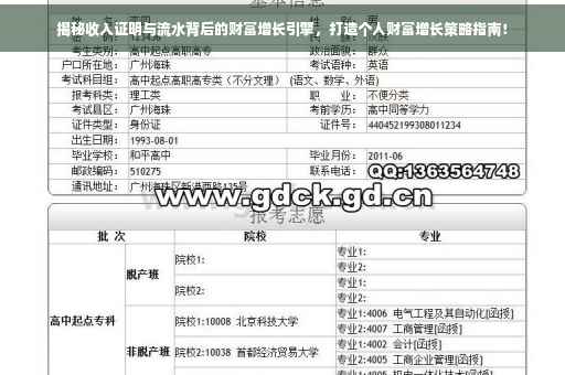 揭秘收入证明与流水背后的财富增长引擎，打造个人财富增长策略指南！
