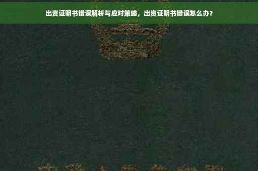 出资证明书错误解析与应对策略，出资证明书错误怎么办？