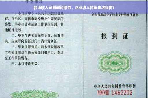 韩语收入证明翻译服务，企业收入韩语表达指南?