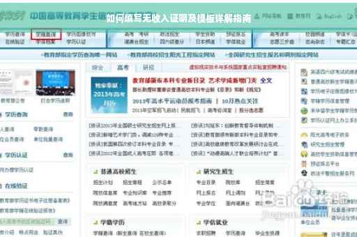 如何填写无收入证明及模板详解指南