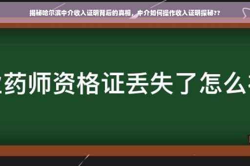 揭秘哈尔滨中介收入证明背后的真相，中介如何操作收入证明探秘??