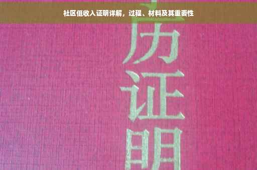 社区低收入证明详解，过程、材料及其重要性